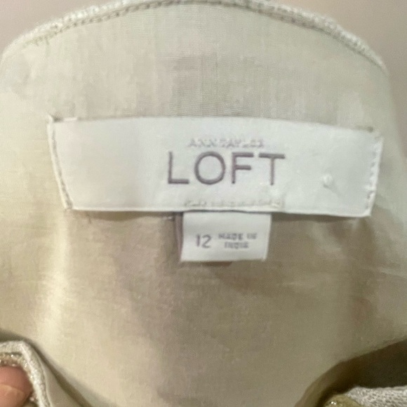 LOFT Elegant Cream Sleeveless Linen Dress - fully lined size 12 - Picture 4 of 5